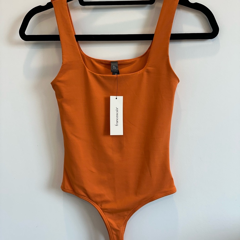 Francesca’s Burnt Orange Square Neck Bodysuit